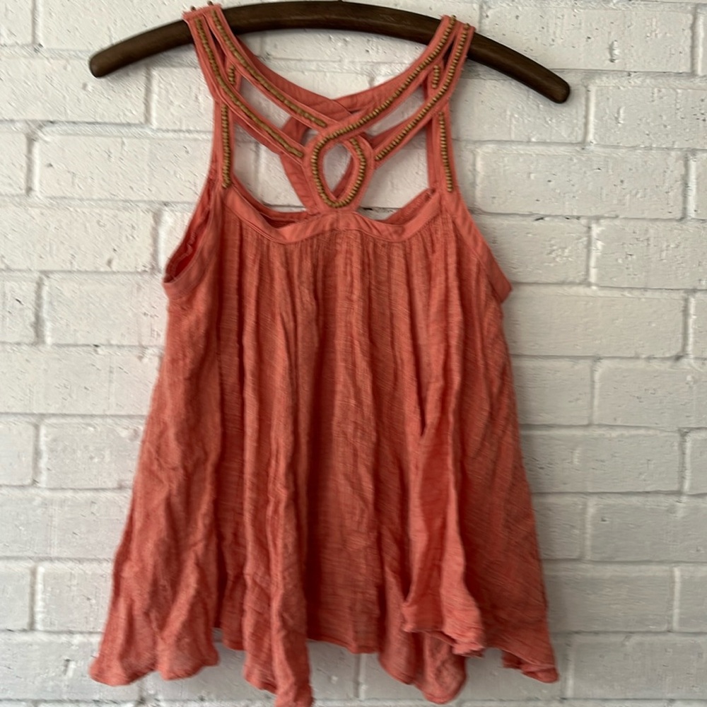 Altar’d State Women’s Beaded Halter Top Sz. 5 Coral Colored Boho Resort Wear